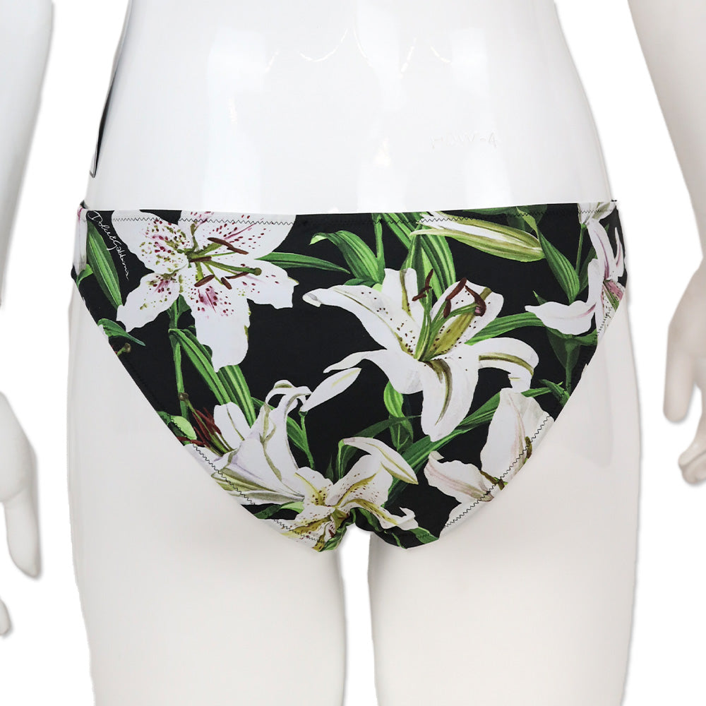 Dolce & Gabbana White Lily Print Bikini Bottom
