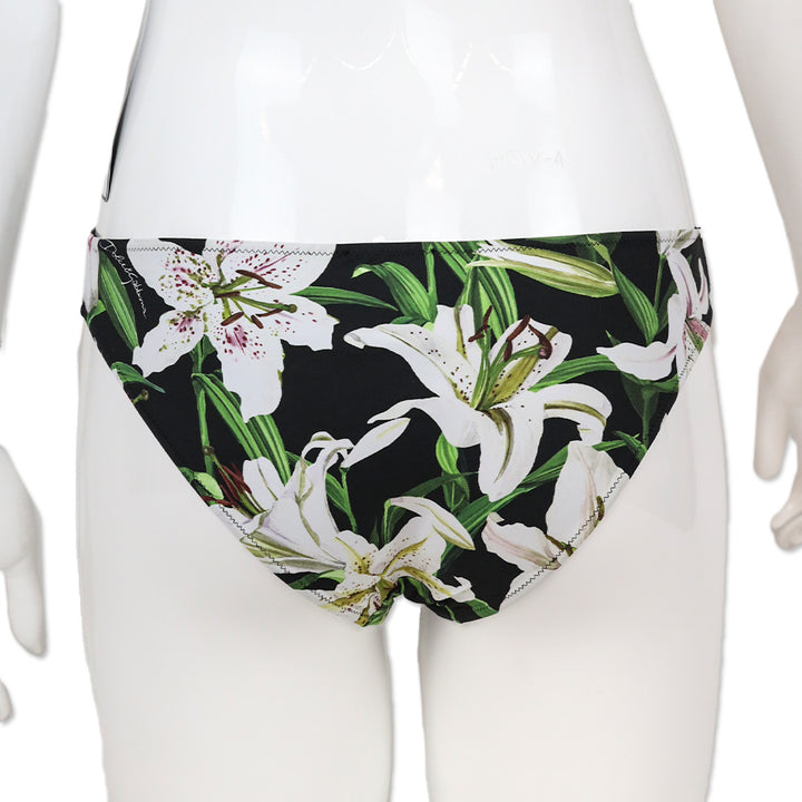 Dolce & Gabbana White Lily Print Bikini Bottom