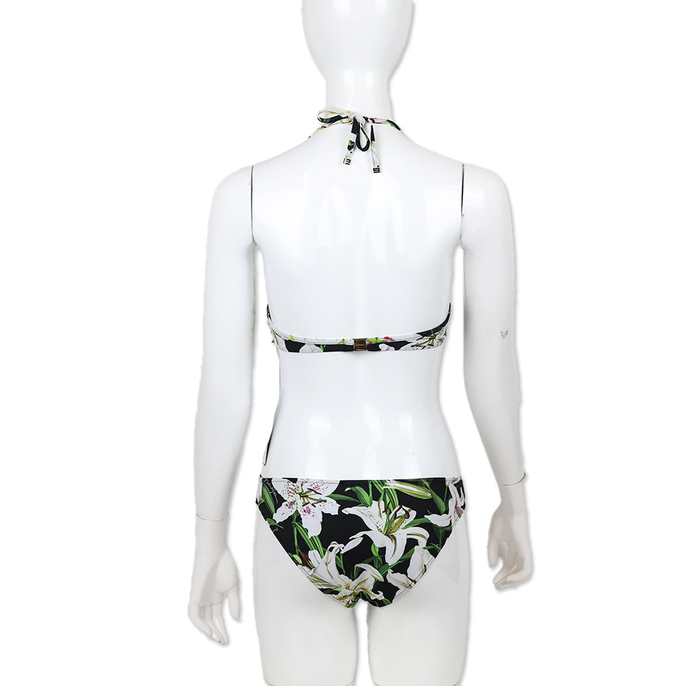 Dolce & Gabbana White Lily Print Bikini Bottom
