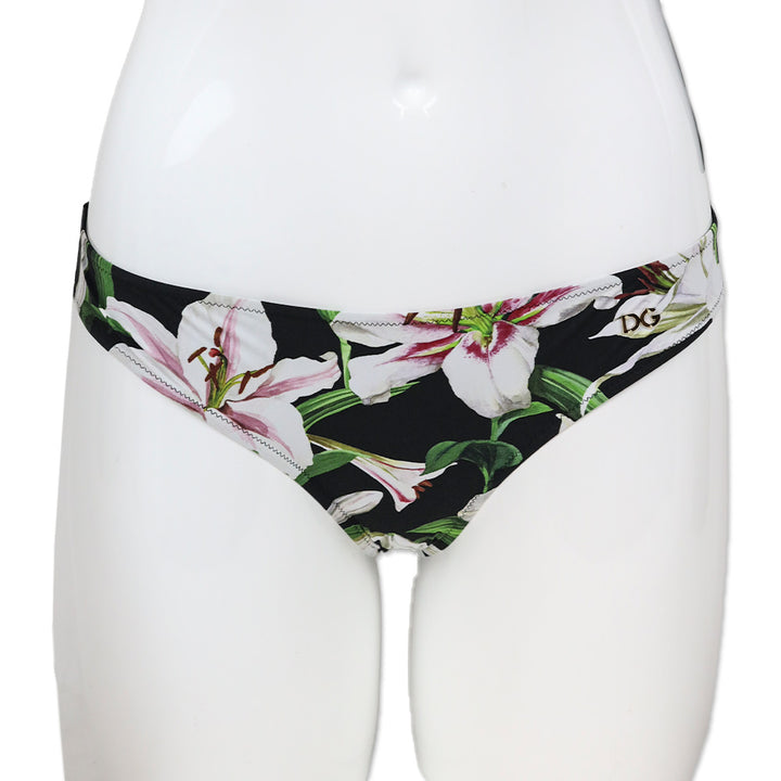 Dolce & Gabbana White Lily Print Bikini Bottom