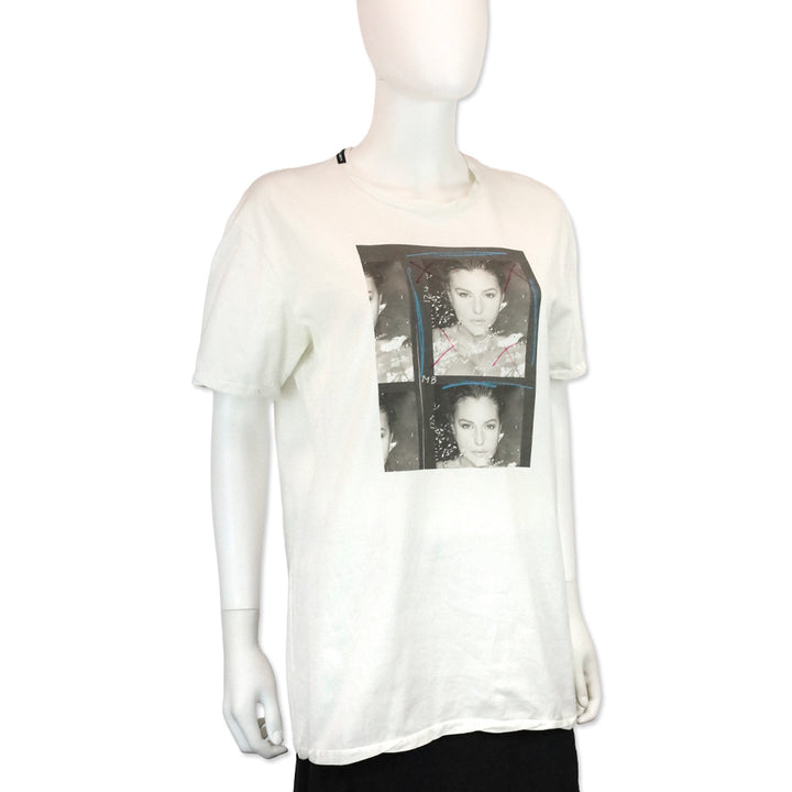 Dolce & Gabbana White Model Photo Printed Tee Shirt
