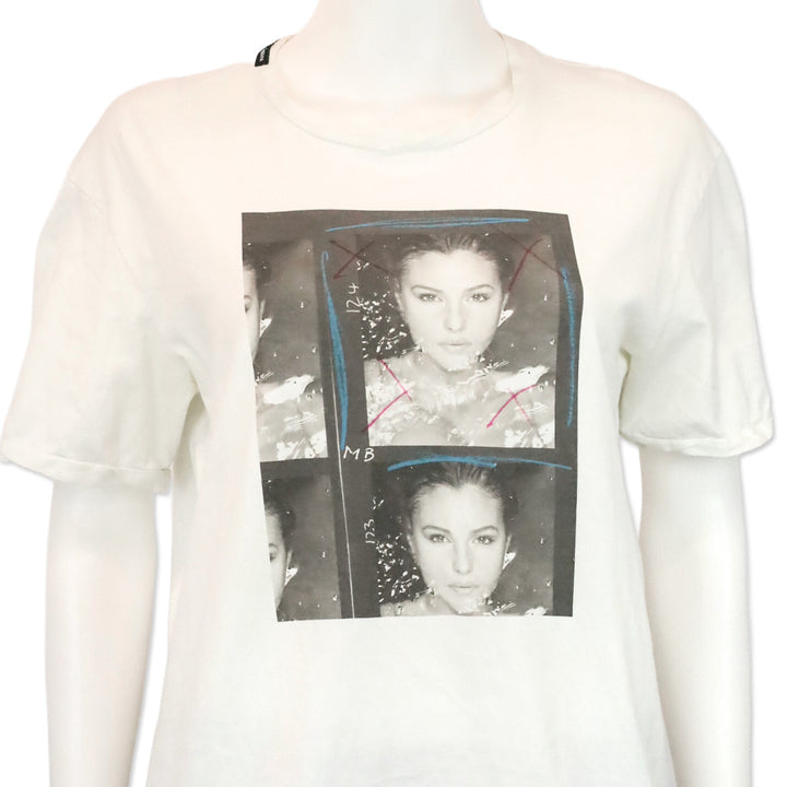 Dolce & Gabbana White Model Photo Printed Tee Shirt