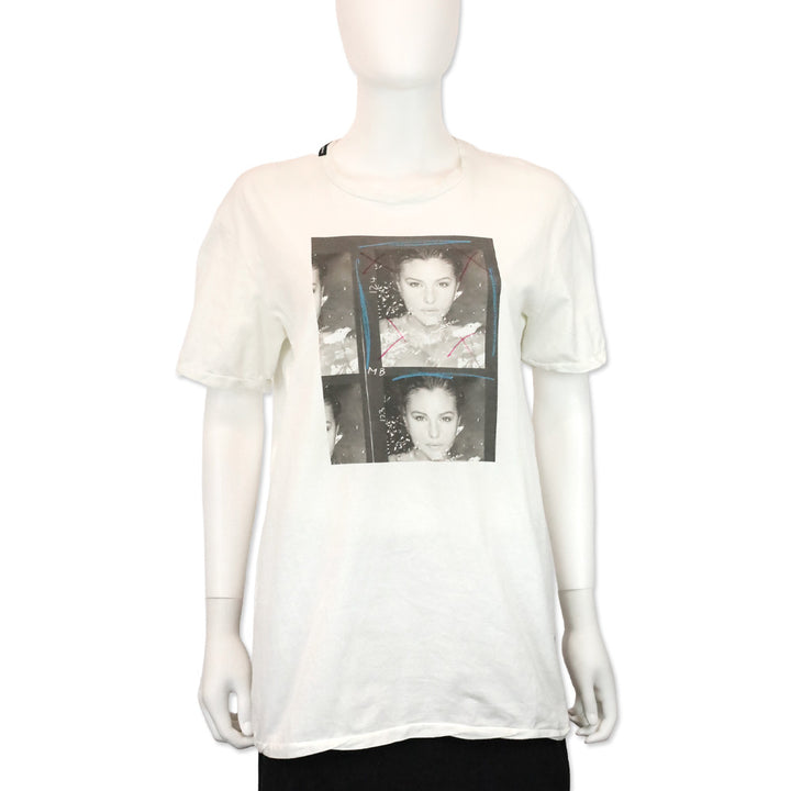 Dolce & Gabbana White Model Photo Printed Tee Shirt
