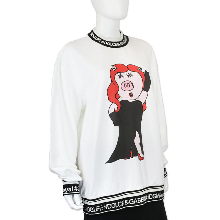 Dolce & Gabbana White Year of the Pig Pullover Sweater