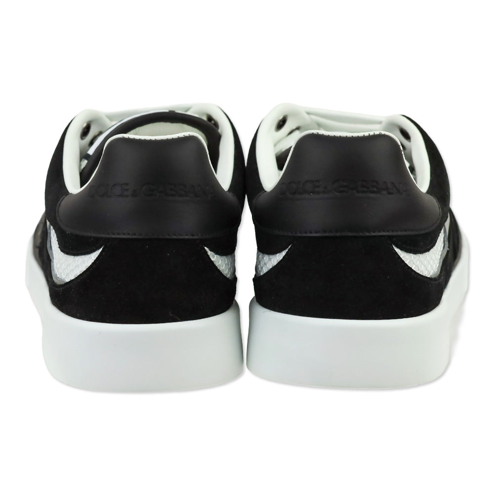 Dolce & Gabbana White/Black Calfskin Strobel Portofino Light Sneakers