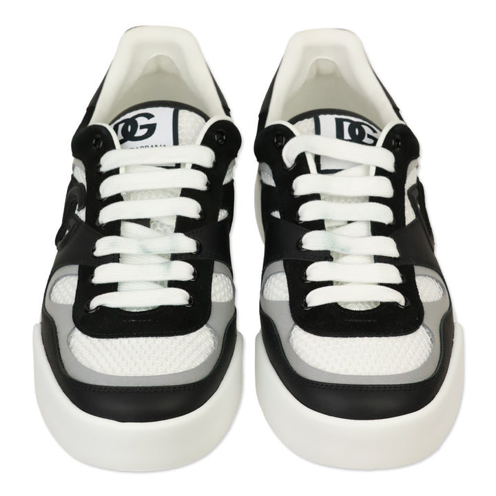 Dolce & Gabbana White/Black Calfskin Strobel Portofino Light Sneakers