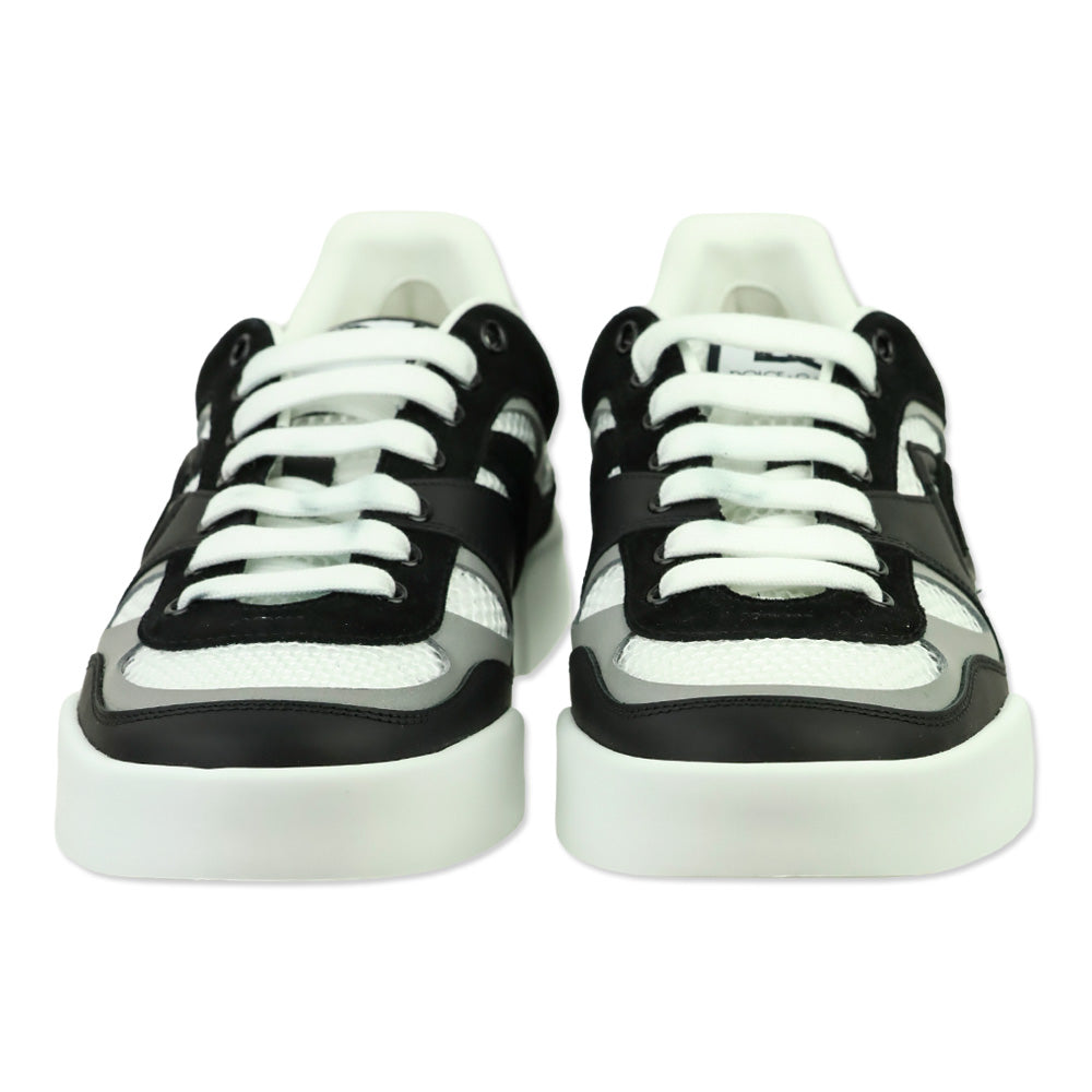 Dolce & Gabbana White/Black Calfskin Strobel Portofino Light Sneakers