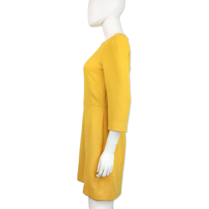 Dolce & Gabbana Yellow Wool Back Button-Embellished Midi Dress