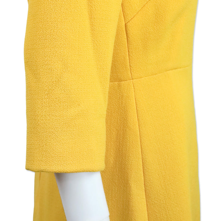 Dolce & Gabbana Yellow Wool Back Button-Embellished Midi Dress
