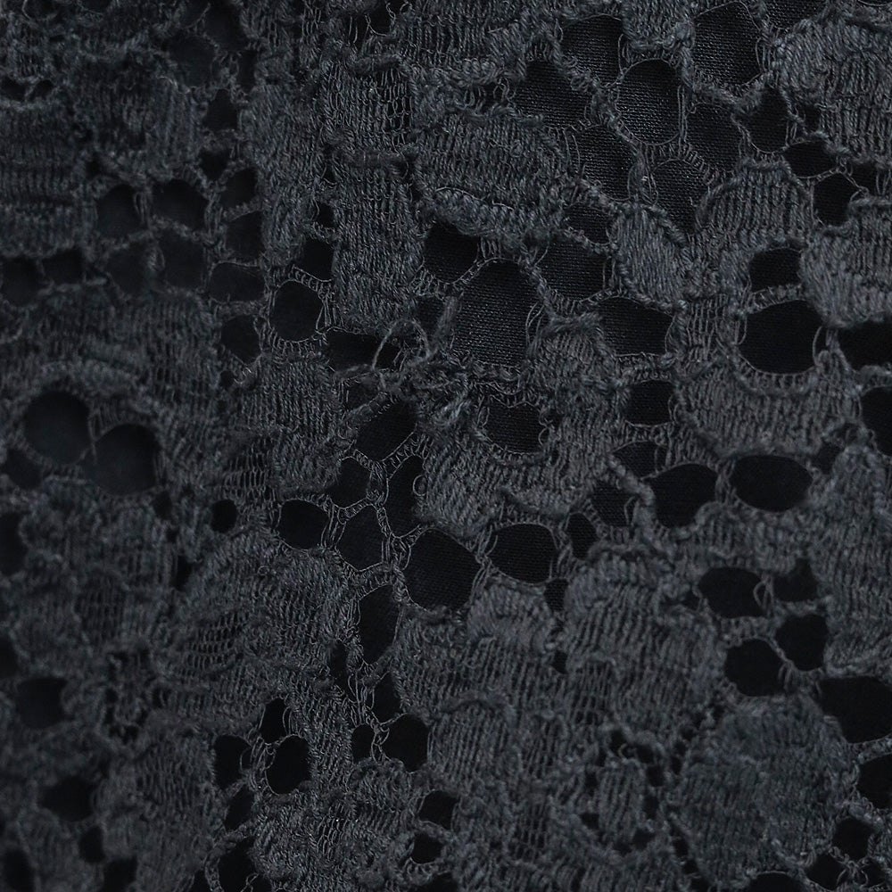 Dolce & Gabbana Black Floral Eyelet Ruched Dress