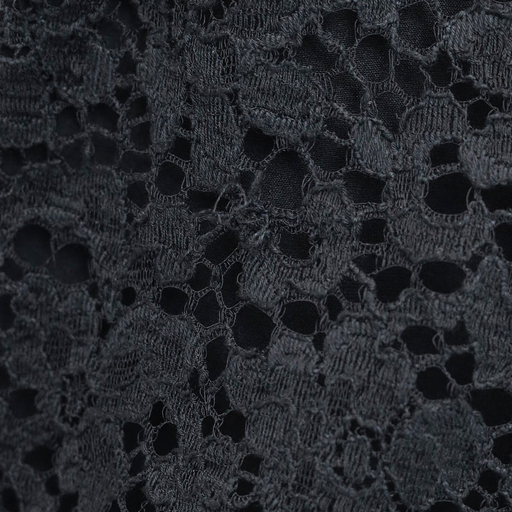 Dolce & Gabbana Black Floral Eyelet Ruched Dress