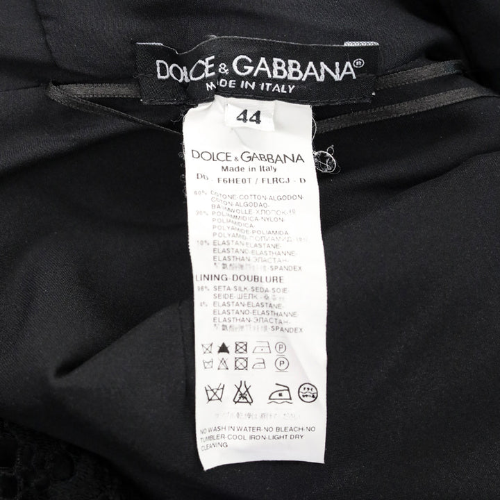 Dolce & Gabbana Black Floral Eyelet Ruched Dress