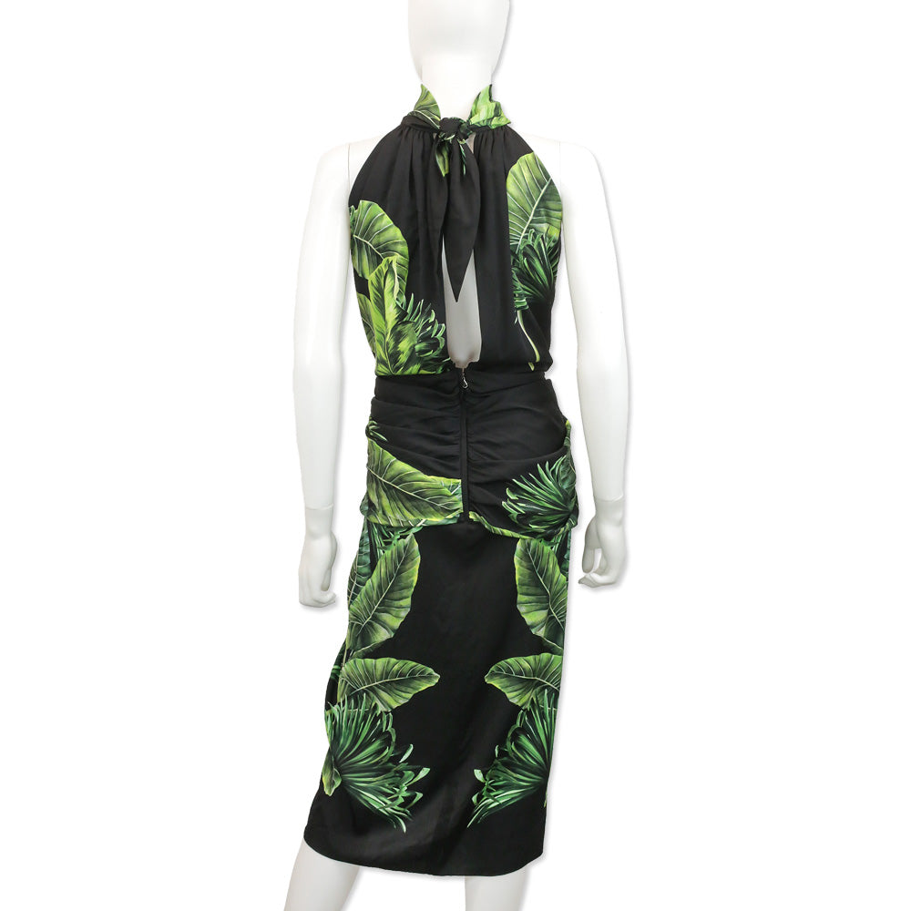 Dolce & Gabbana Jungle Print Silk-Blend Midi Dress