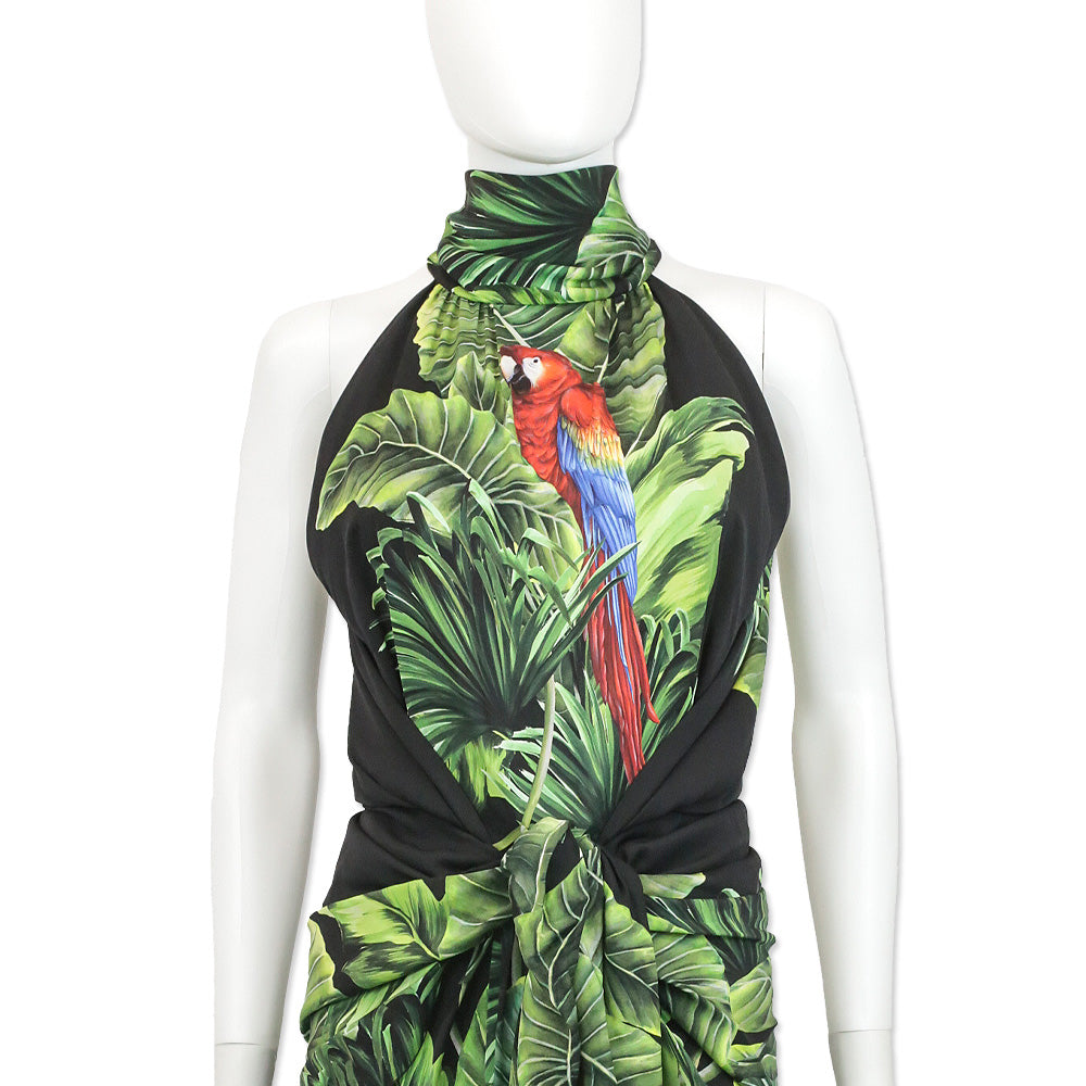 Dolce & Gabbana Jungle Print Silk-Blend Midi Dress