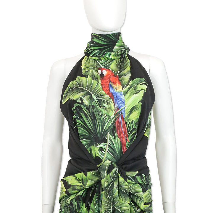 Dolce & Gabbana Jungle Print Silk-Blend Midi Dress