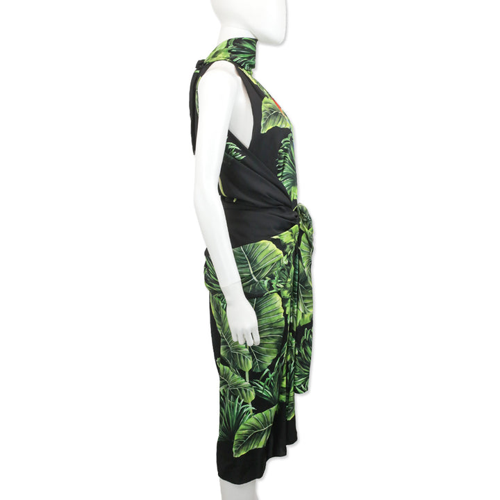 Dolce & Gabbana Jungle Print Silk-Blend Midi Dress