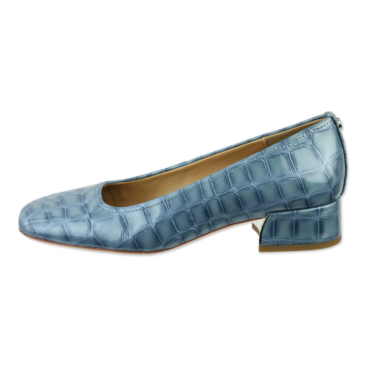 Donald Pliner Denim Blue Croc Patent Drew Pumps