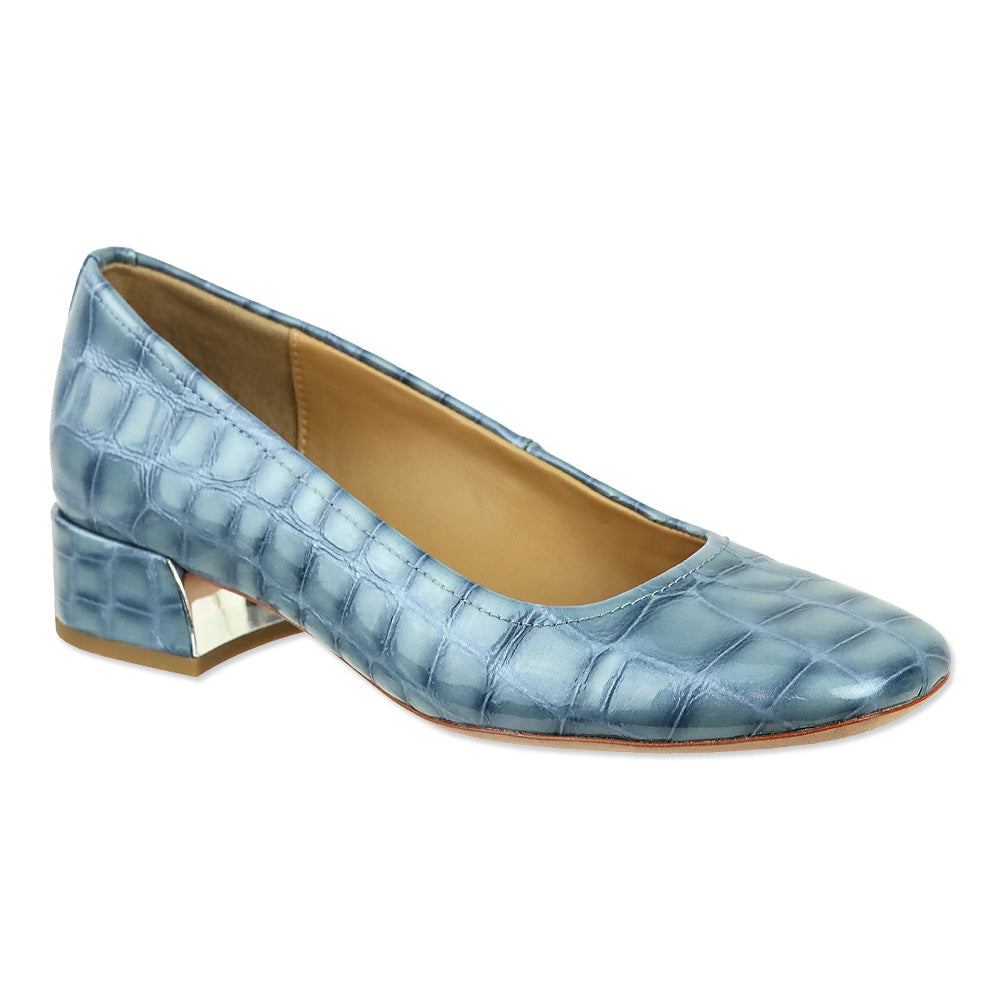 Donald Pliner Denim Blue Croc Patent Drew Pumps