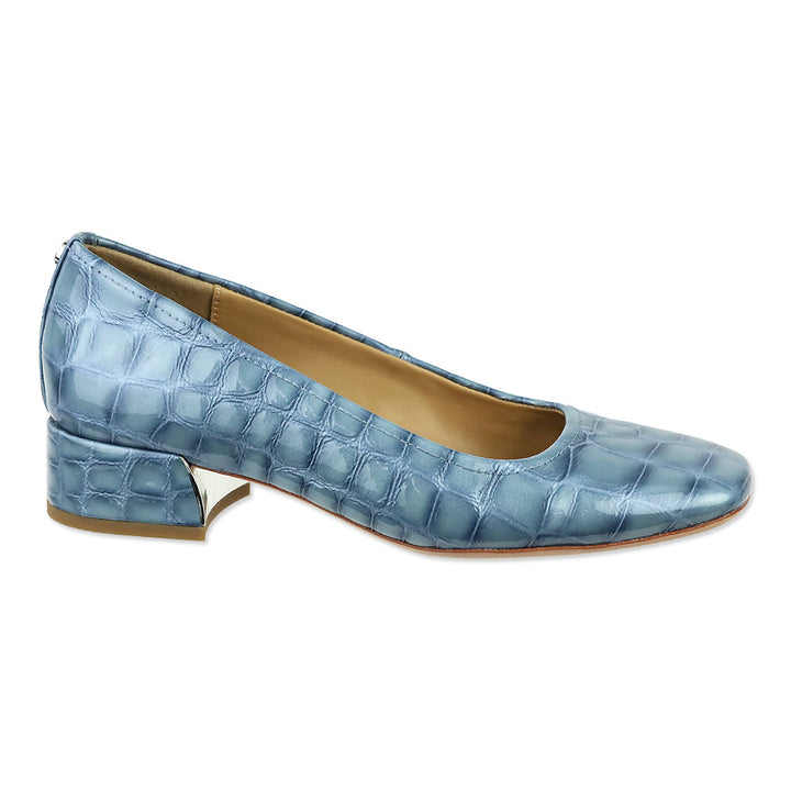 Donald Pliner Denim Blue Croc Patent Drew Pumps