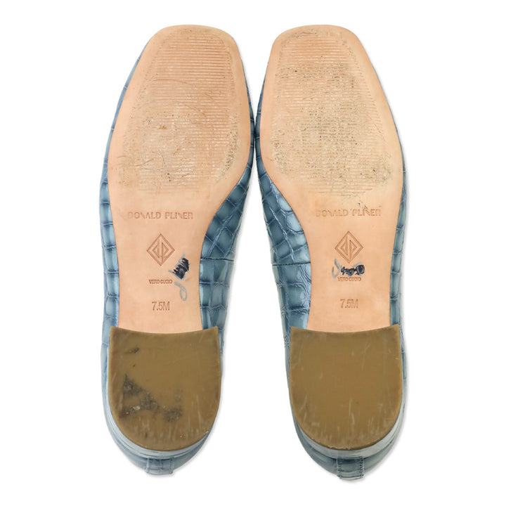 Donald Pliner Denim Blue Croc Patent Drew Pumps