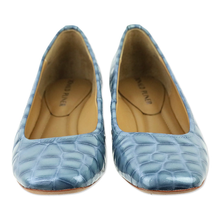Donald Pliner Denim Blue Croc Patent Drew Pumps