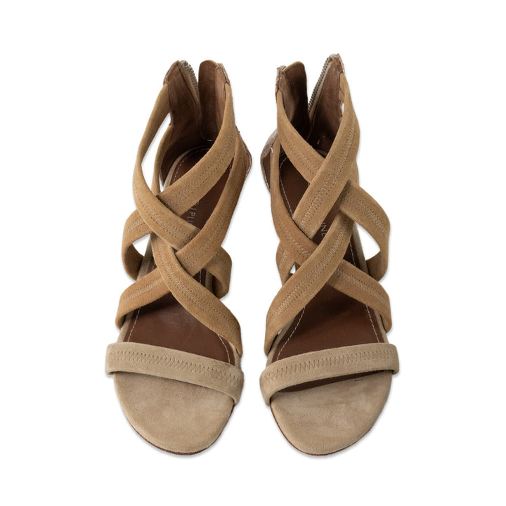 Donald Pliner Suede and Snake Print Sandals