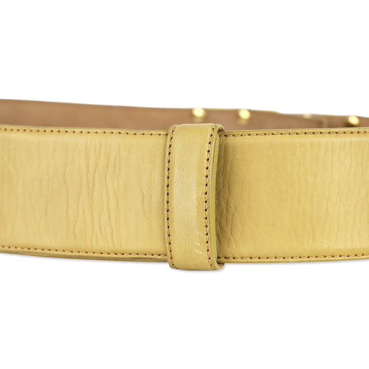 Donna Karan Beige Leather Push Lock Wide Belt