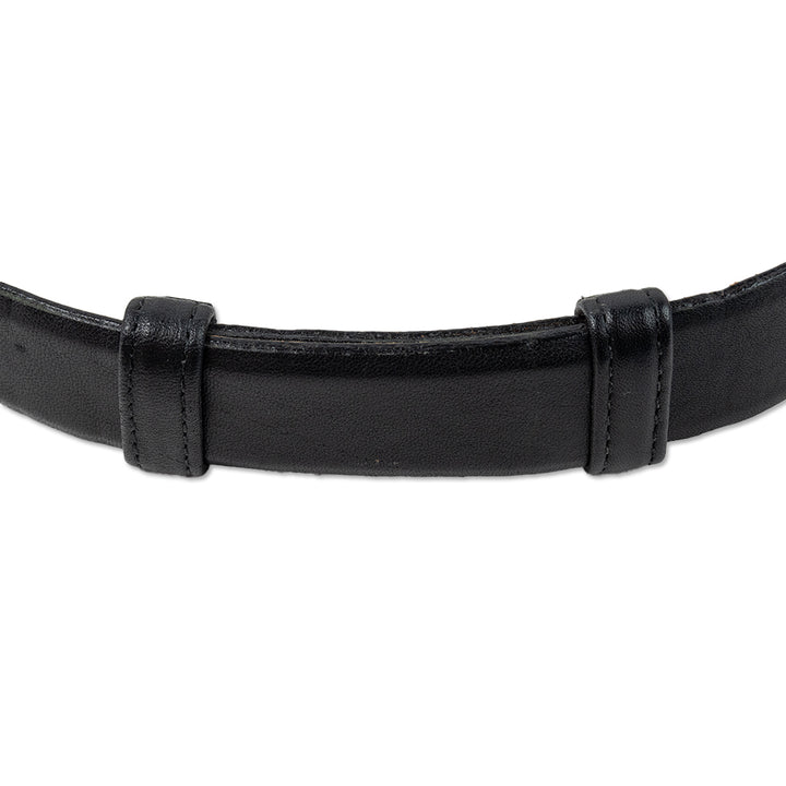 Donna Karen Black Leather Silver Buckle Belt