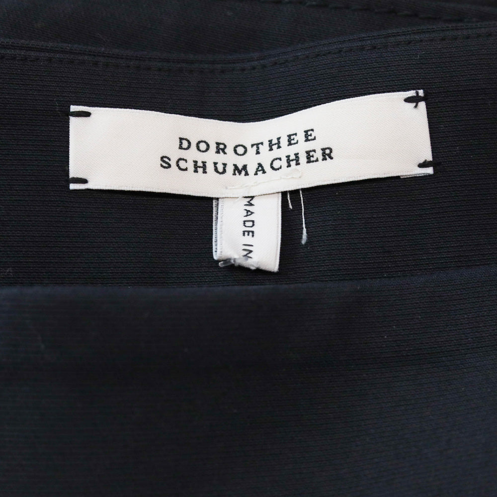 Dorothee Schumacher Navy Beige Color Block Pleated Midi Skirt