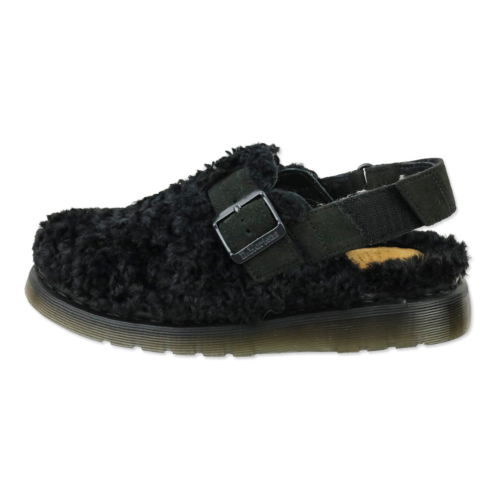 Dr. Martens Black Jorge II Faux Fur Lined Deluxe Borg Slingback Mules