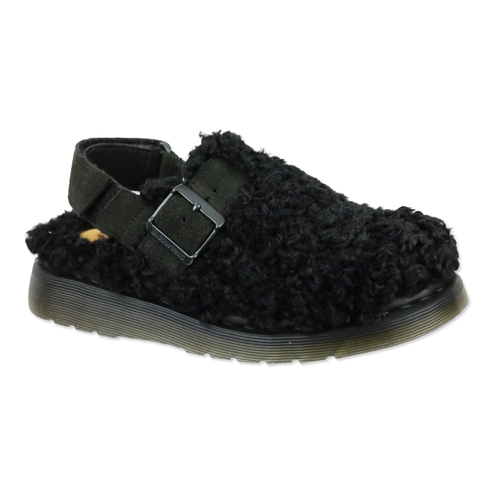Dr. Martens Black Jorge II Faux Fur Lined Deluxe Borg Slingback Mules