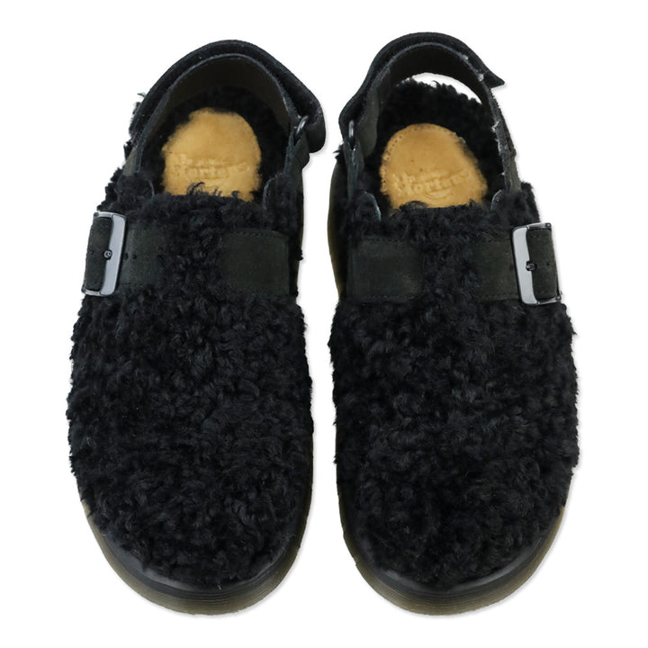 Dr. Martens Black Jorge II Faux Fur Lined Deluxe Borg Slingback Mules