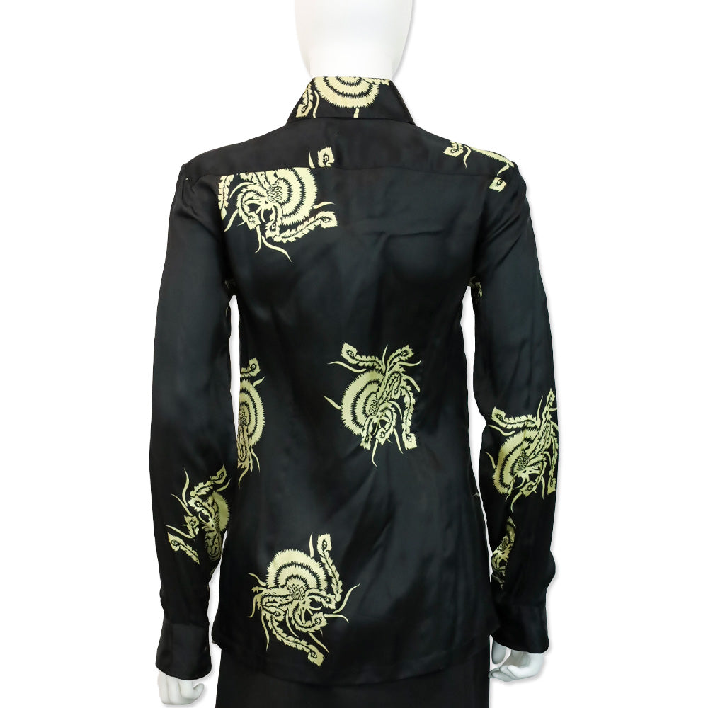 Dries Van Noten Black Animal Print Button Up Blouse