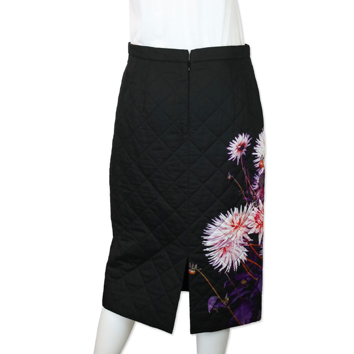 Dries Van Noten Black Dahlia Print Quilted Midi Skirt