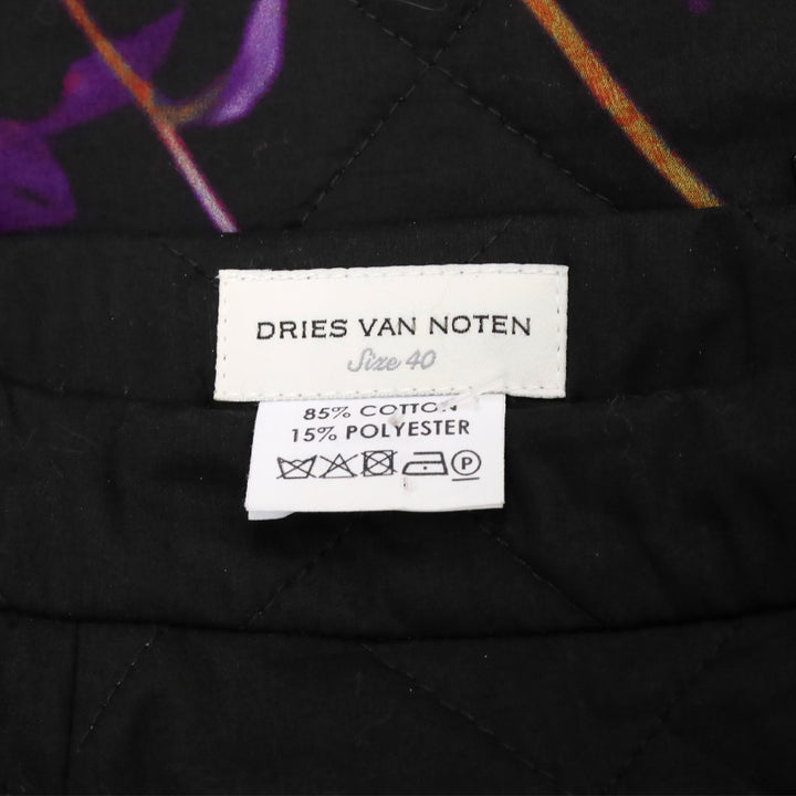 Dries Van Noten Black Dahlia Print Quilted Midi Skirt
