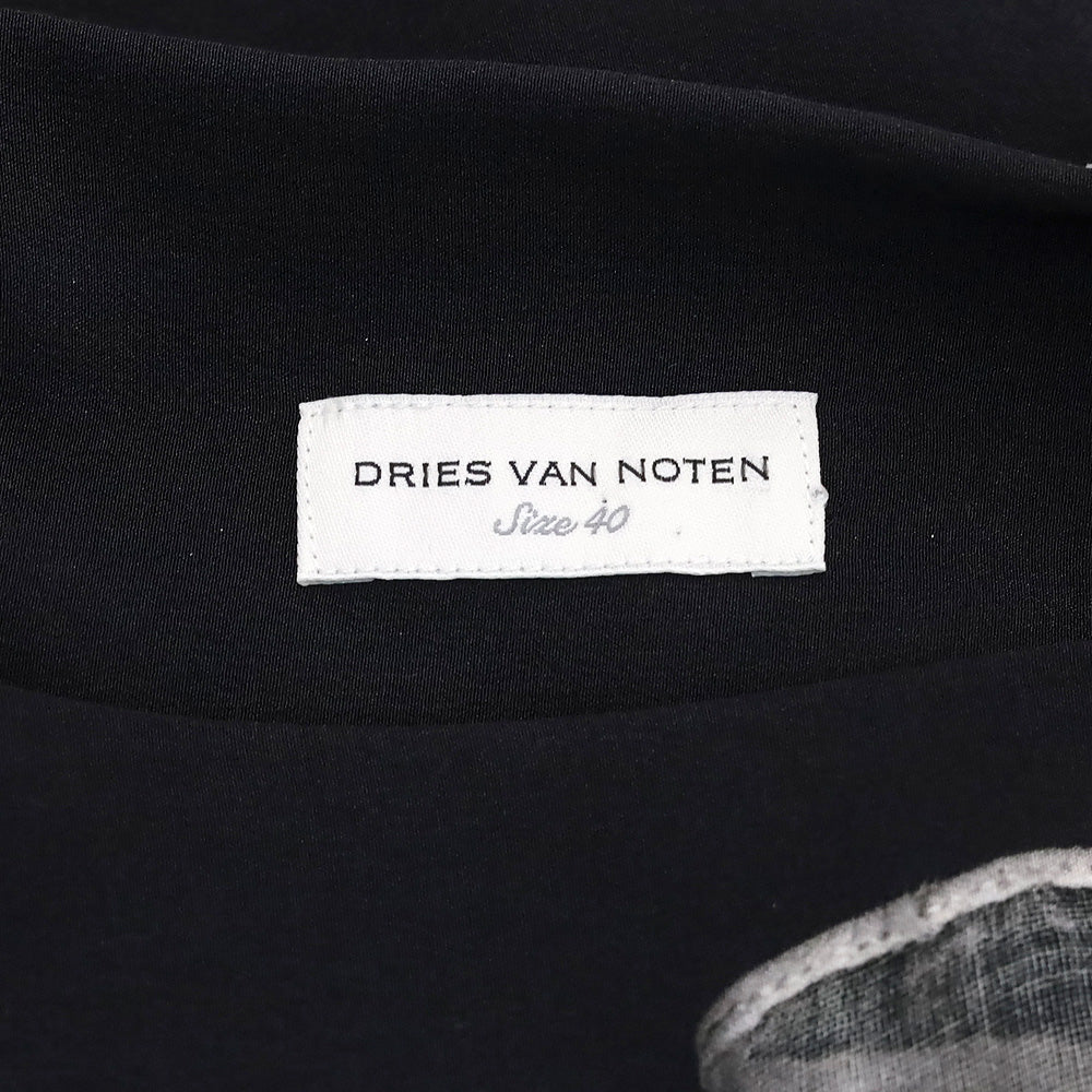 Dries Van Noten Black Woven Fabric Print Long Sleeve Blouse