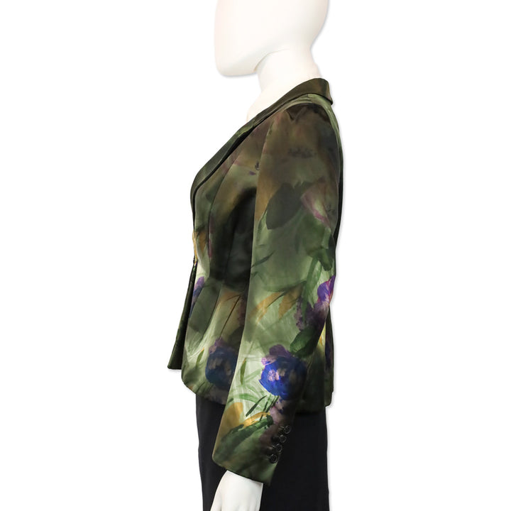 Dries Van Noten Green/Purple Floral Silk Blazer