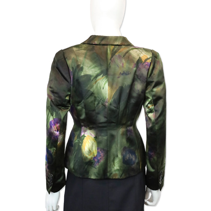 Dries Van Noten Green/Purple Floral Silk Blazer