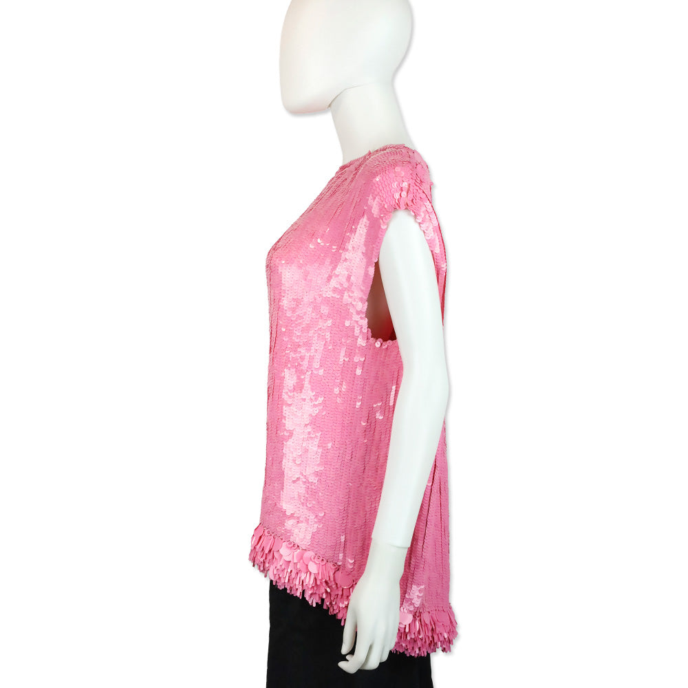Dries Van Noten Pink Cuzco Sequin Fringe Top