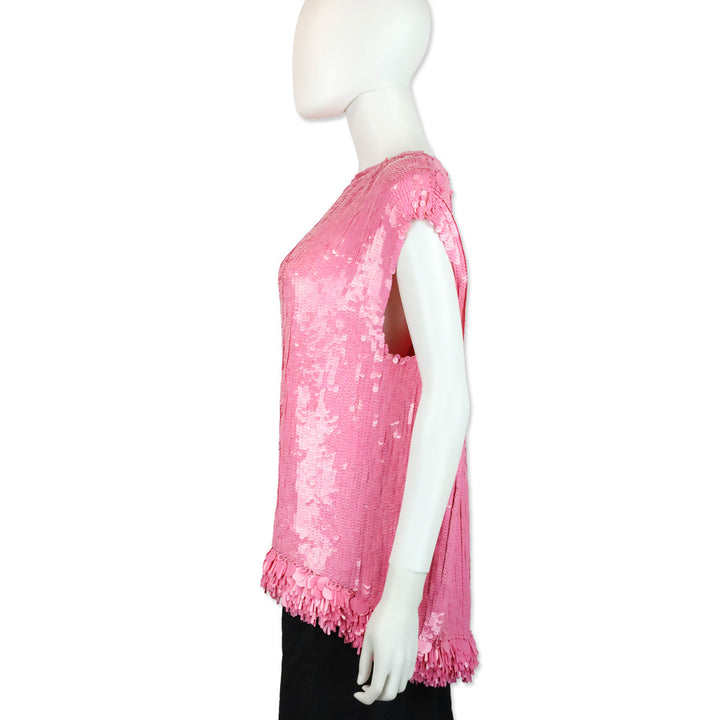 Dries Van Noten Pink Cuzco Sequin Fringe Top