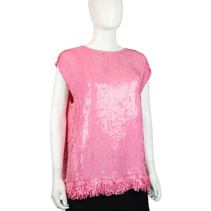 Dries Van Noten Pink Cuzco Sequin Fringe Top