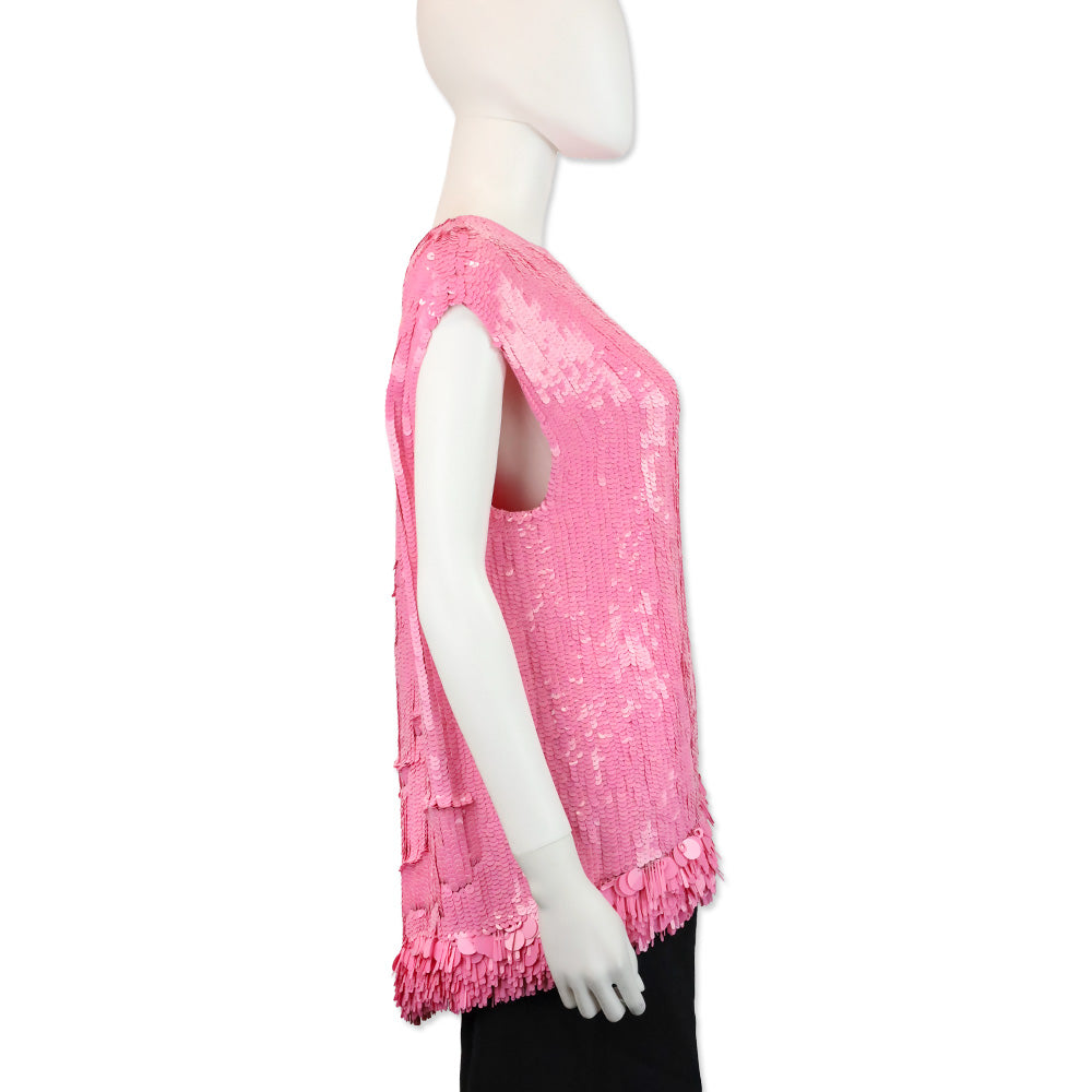 Dries Van Noten Pink Cuzco Sequin Fringe Top