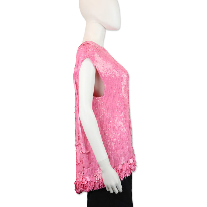 Dries Van Noten Pink Cuzco Sequin Fringe Top