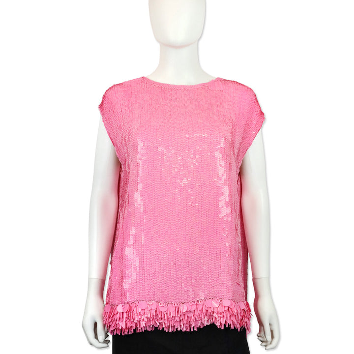 Dries Van Noten Pink Cuzco Sequin Fringe Top