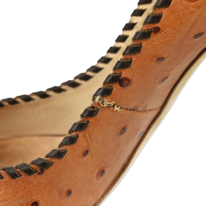 Dsquared2 Brown Ostrich Leather Whipstitch Trim Pump