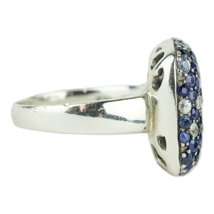 EFFY Splash 925 Sterling Silver Blue/White Sapphire Cluster Ring