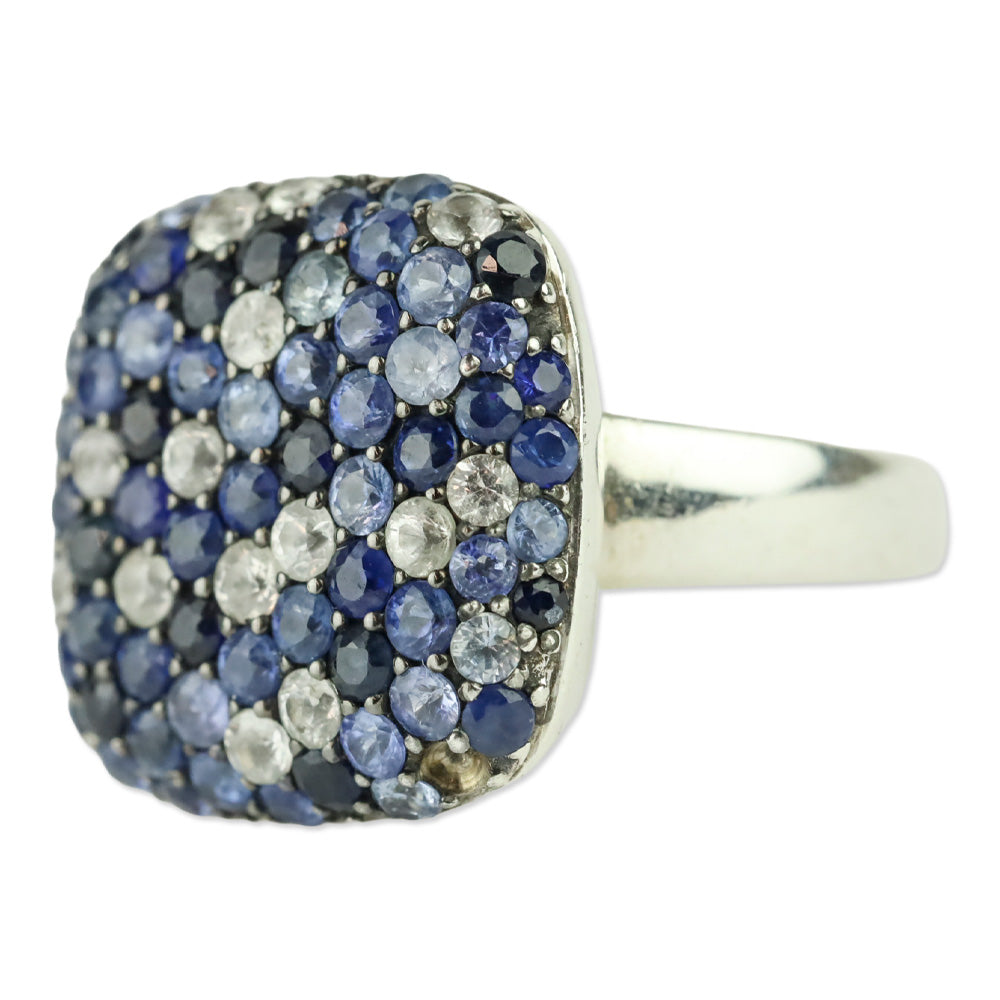 EFFY Splash 925 Sterling Silver Blue/White Sapphire Cluster Ring