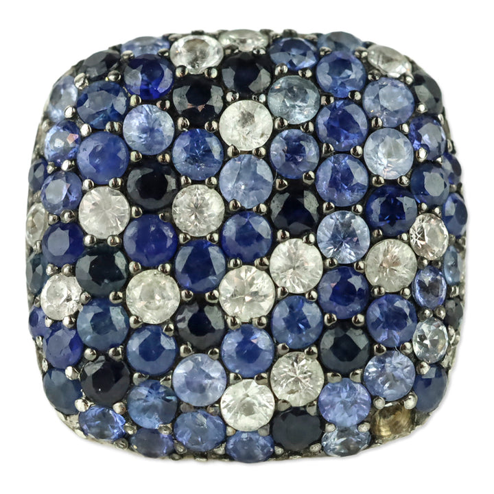 EFFY Splash 925 Sterling Silver Blue/White Sapphire Cluster Ring