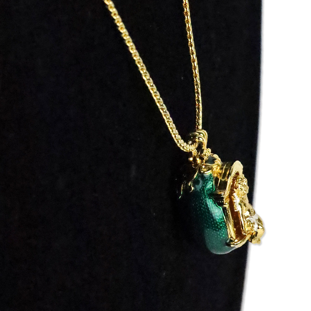 Edgar Berebi Limited Edition Green Enamel Angel Egg Pendant Necklace