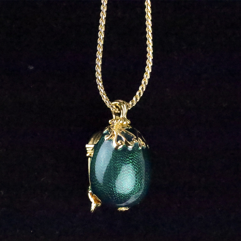 Edgar Berebi Limited Edition Green Enamel Angel Egg Pendant Necklace